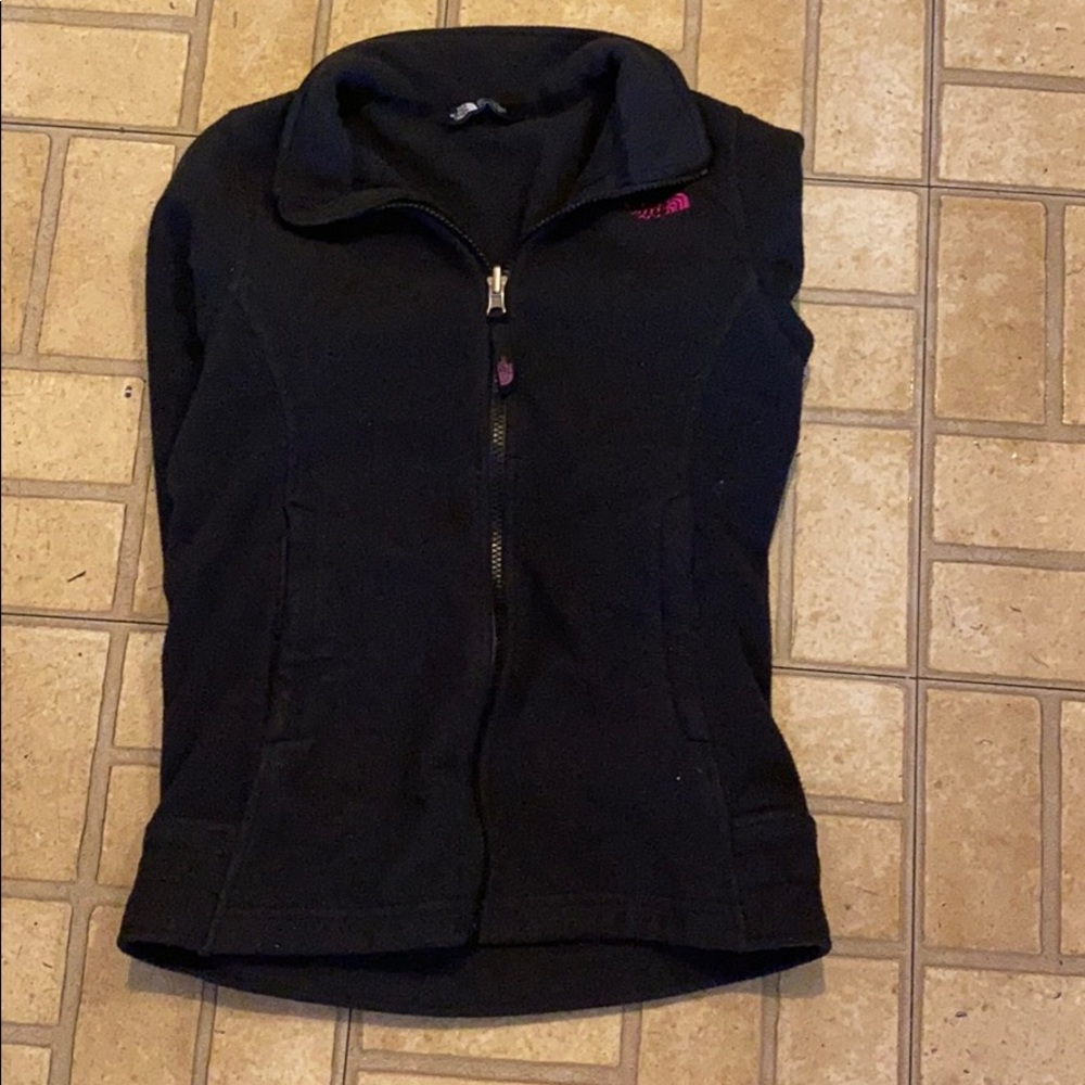 North Face jacket with purple logo